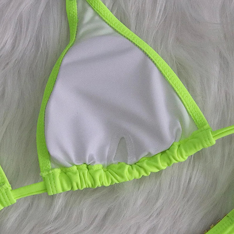 2025 Rhinestone Swimsuit Women Bikinis Crystal Diamond Bikini Set Metal Chain Swimwear female Luxury Aristocratic Swimming Suit