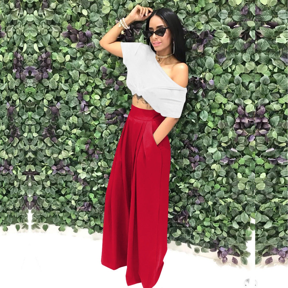 CM.YAYA Women Straight High Waist Pants Autumn Winter INS Streetwear Basic Wide Leg Long Trousers