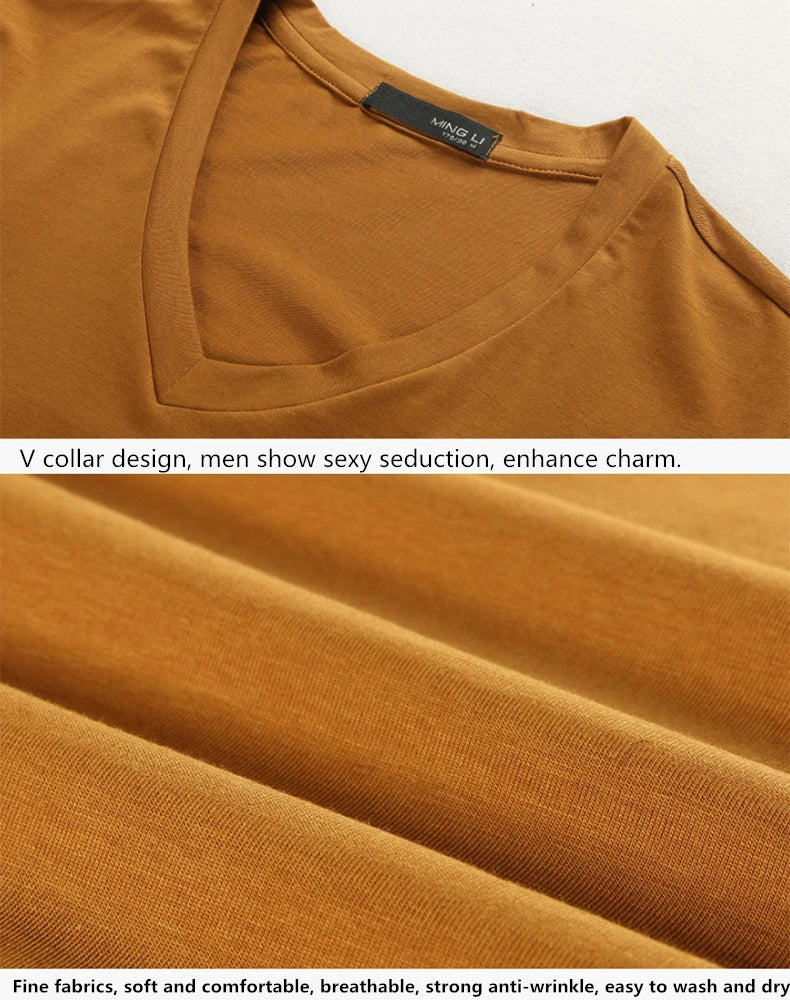 2026 Brand New Men T Shirt Tops V neck Short Sleeve Tees Men's Fashion Fitness Hot T-shirt For Male Man T-shirt Size 5XL