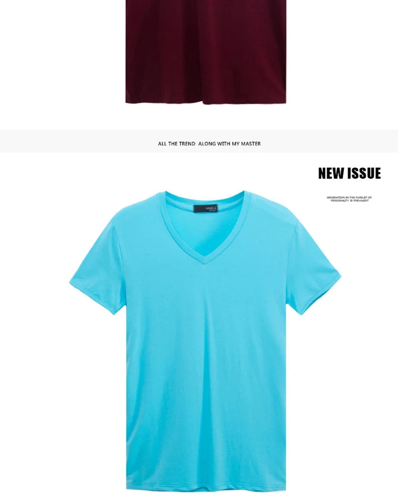 2026 Brand New Men T Shirt Tops V neck Short Sleeve Tees Men's Fashion Fitness Hot T-shirt For Male Man T-shirt Size 5XL