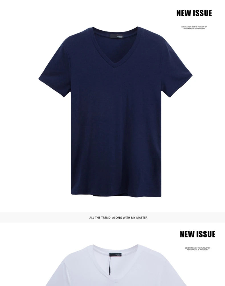2026 Brand New Men T Shirt Tops V neck Short Sleeve Tees Men's Fashion Fitness Hot T-shirt For Male Man T-shirt Size 5XL
