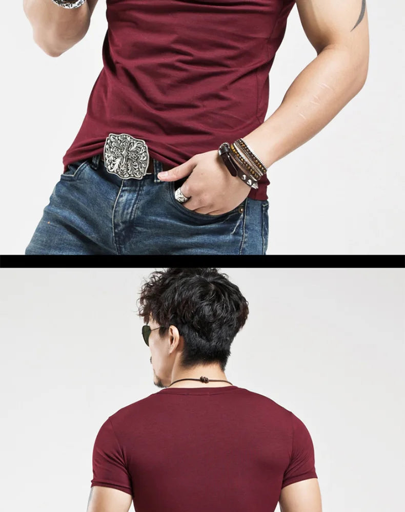 2026 Brand New Men T Shirt Tops V neck Short Sleeve Tees Men's Fashion Fitness Hot T-shirt For Male Man T-shirt Size 5XL