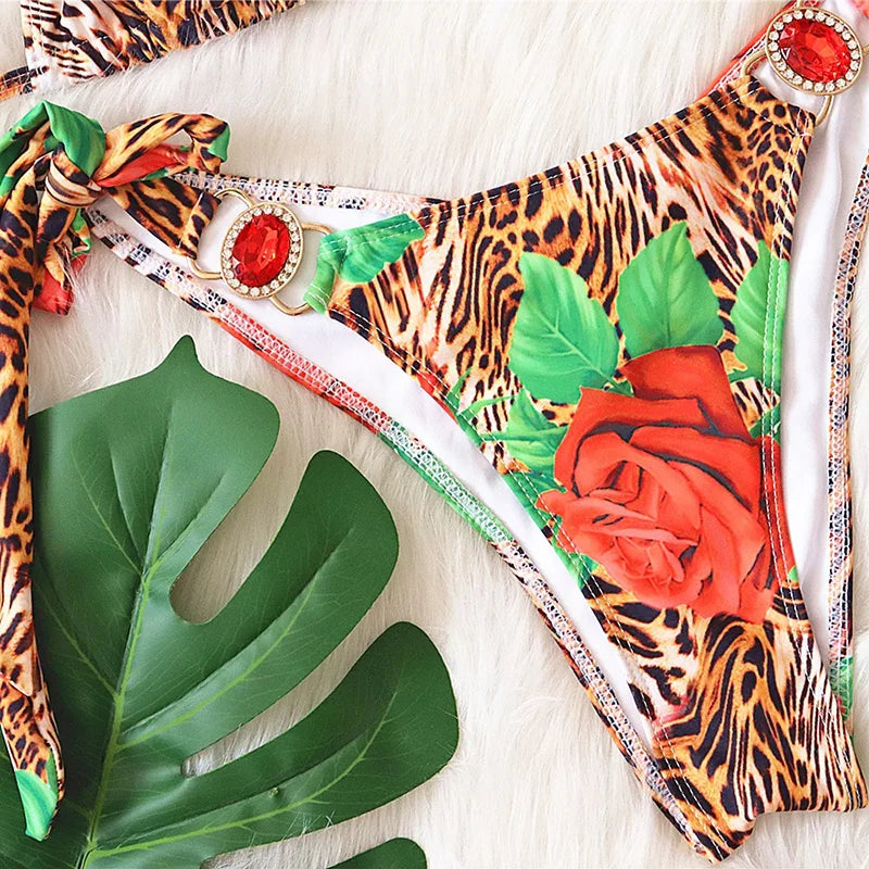 2025 Rhinestone Swimsuit Women Bikinis Crystal Diamond Bikini Set Metal Chain Swimwear female Luxury Aristocratic Swimming Suit