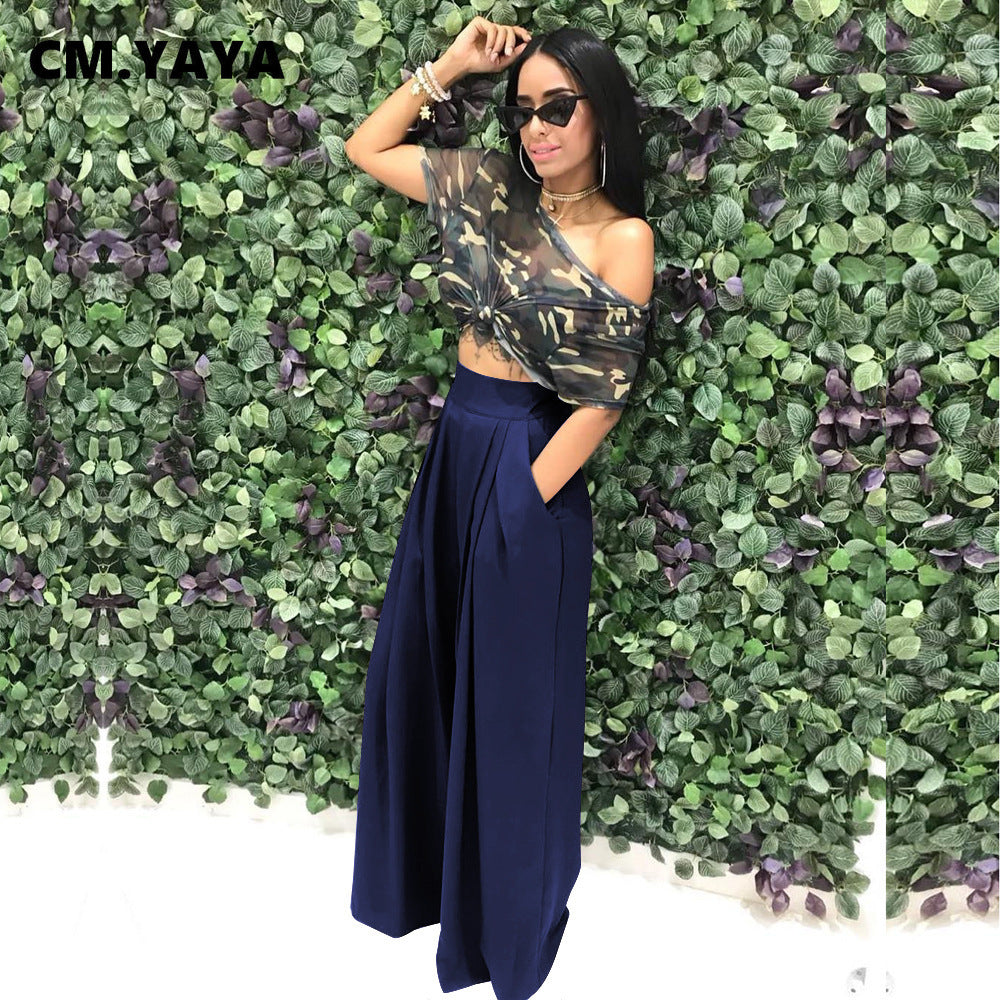 CM.YAYA Women Straight High Waist Pants Autumn Winter INS Streetwear Basic Wide Leg Long Trousers