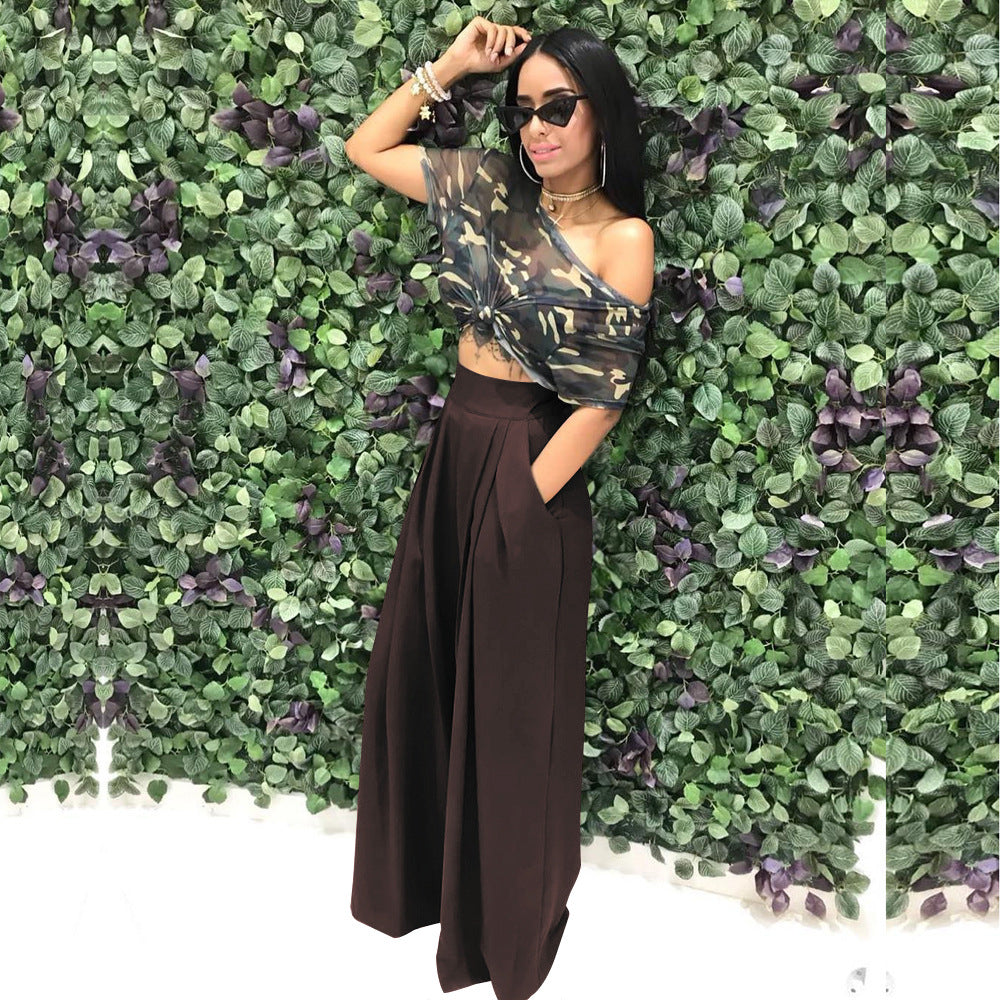 CM.YAYA Women Straight High Waist Pants Autumn Winter INS Streetwear Basic Wide Leg Long Trousers