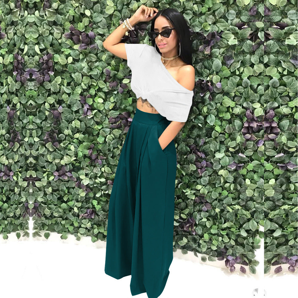 CM.YAYA Women Straight High Waist Pants Autumn Winter INS Streetwear Basic Wide Leg Long Trousers