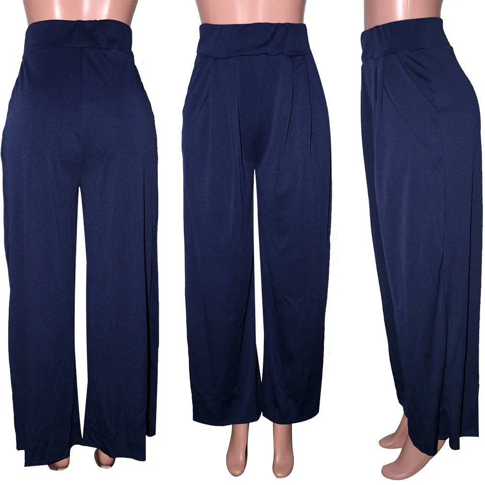 CM.YAYA Women Straight High Waist Pants Autumn Winter INS Streetwear Basic Wide Leg Long Trousers
