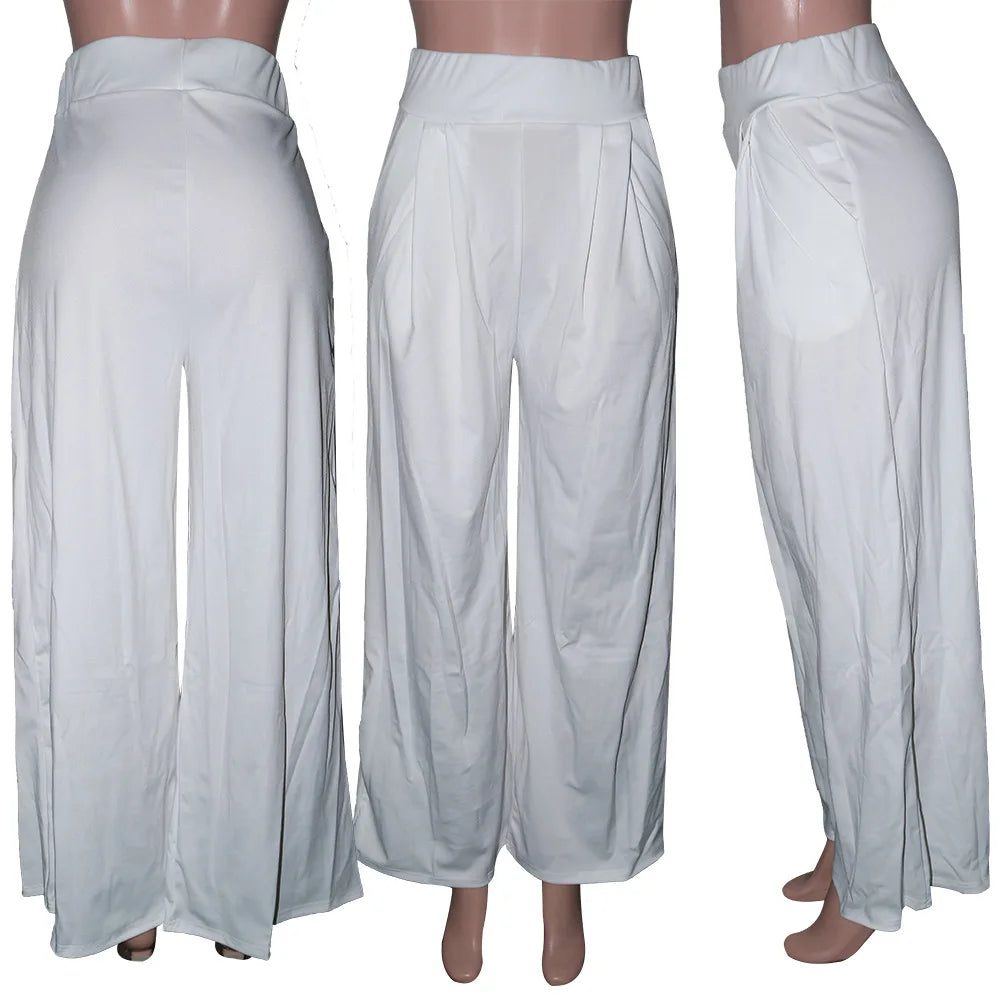 CM.YAYA Women Straight High Waist Pants Autumn Winter INS Streetwear Basic Wide Leg Long Trousers