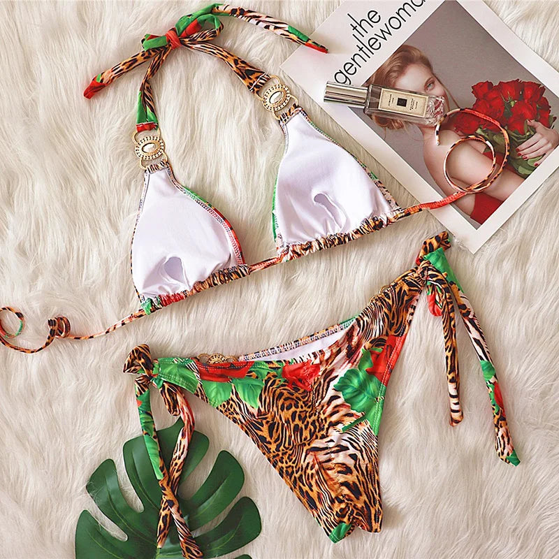 2025 Rhinestone Swimsuit Women Bikinis Crystal Diamond Bikini Set Metal Chain Swimwear female Luxury Aristocratic Swimming Suit