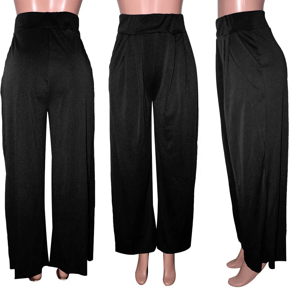 CM.YAYA Women Straight High Waist Pants Autumn Winter INS Streetwear Basic Wide Leg Long Trousers