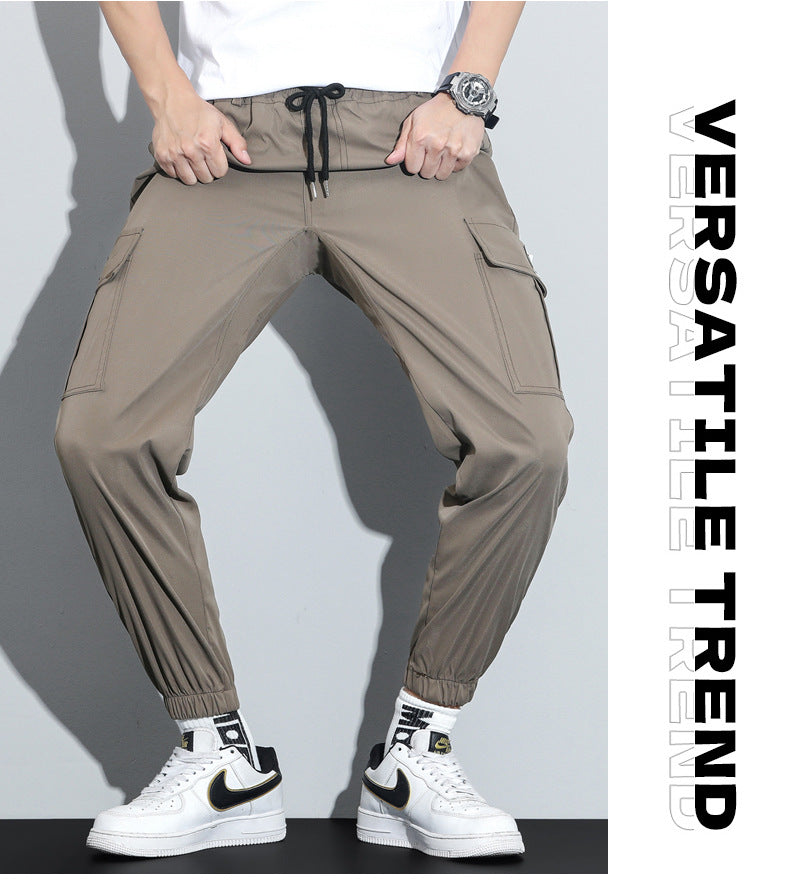 Spring and Autumn Men's Work Pants with Crotch Wear-resistant Loose Leg-toe Work Clothes Pants Breathable Elastic Multi-pocket Overalls