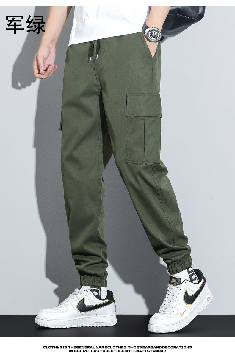 Spring and Autumn Men's Work Pants with Crotch Wear-resistant Loose Leg-toe Work Clothes Pants Breathable Elastic Multi-pocket Overalls