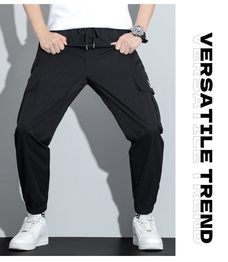 Spring and Autumn Men's Work Pants with Crotch Wear-resistant Loose Leg-toe Work Clothes Pants Breathable Elastic Multi-pocket Overalls