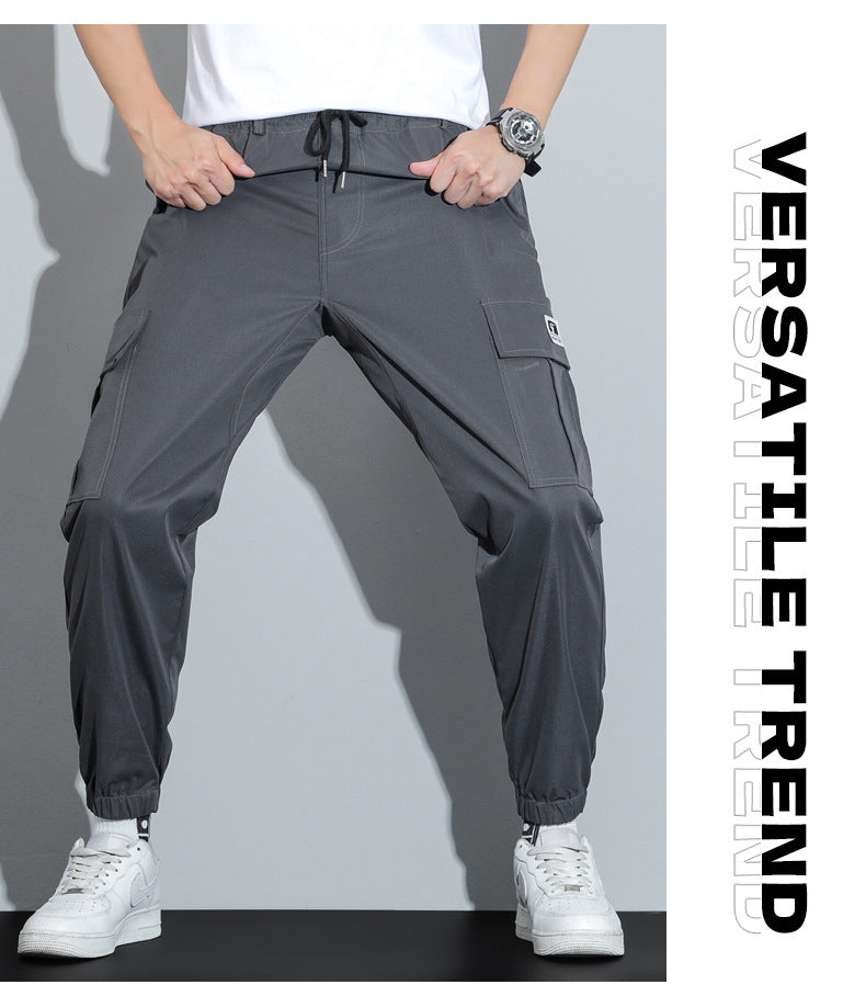 Spring and Autumn Men's Work Pants with Crotch Wear-resistant Loose Leg-toe Work Clothes Pants Breathable Elastic Multi-pocket Overalls