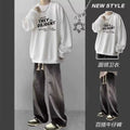 Heavy Sweatshirt Boys suit Spring and Autumn Long Sleeve Matching High Street Jeans Teenagers Handsome Wear Three-Piece Suit