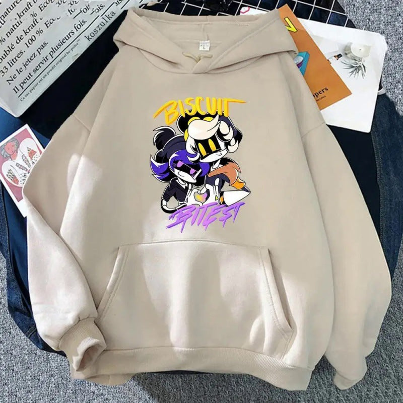 Foreign Trade Inorganic Killer Cartoon Printed Sweatshirt Autumn and Winter Male and Female Students Long-Sleeved Pure Color Jacket Hoodie Hoodie