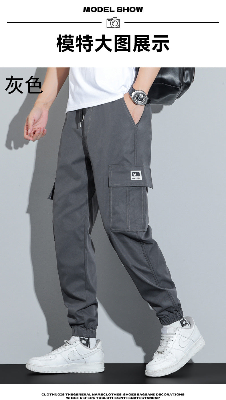 Spring and Autumn Men's Work Pants with Crotch Wear-resistant Loose Leg-toe Work Clothes Pants Breathable Elastic Multi-pocket Overalls