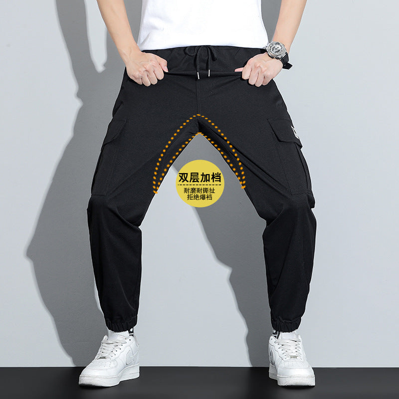 Spring and Autumn Men's Work Pants with Crotch Wear-resistant Loose Leg-toe Work Clothes Pants Breathable Elastic Multi-pocket Overalls