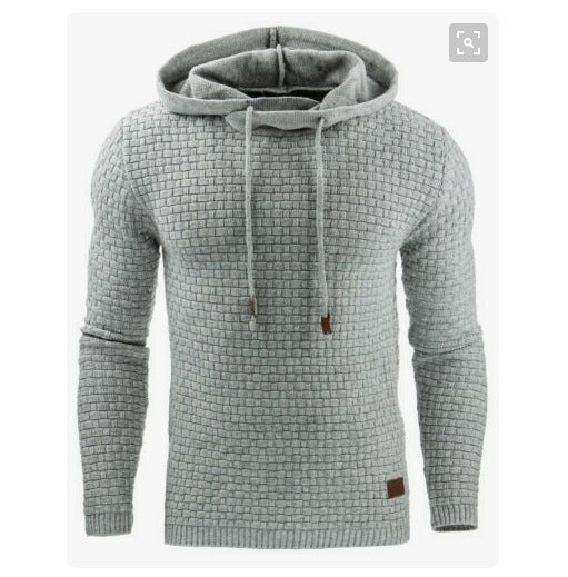 2018 autumn and winter new European and American men's jacquard sweater long sleeve hoodie warm color hooded sweatshirt jacket
