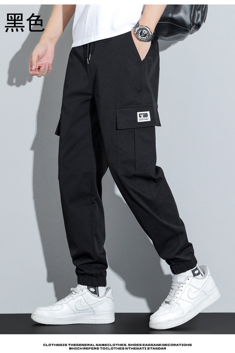 Spring and Autumn Men's Work Pants with Crotch Wear-resistant Loose Leg-toe Work Clothes Pants Breathable Elastic Multi-pocket Overalls