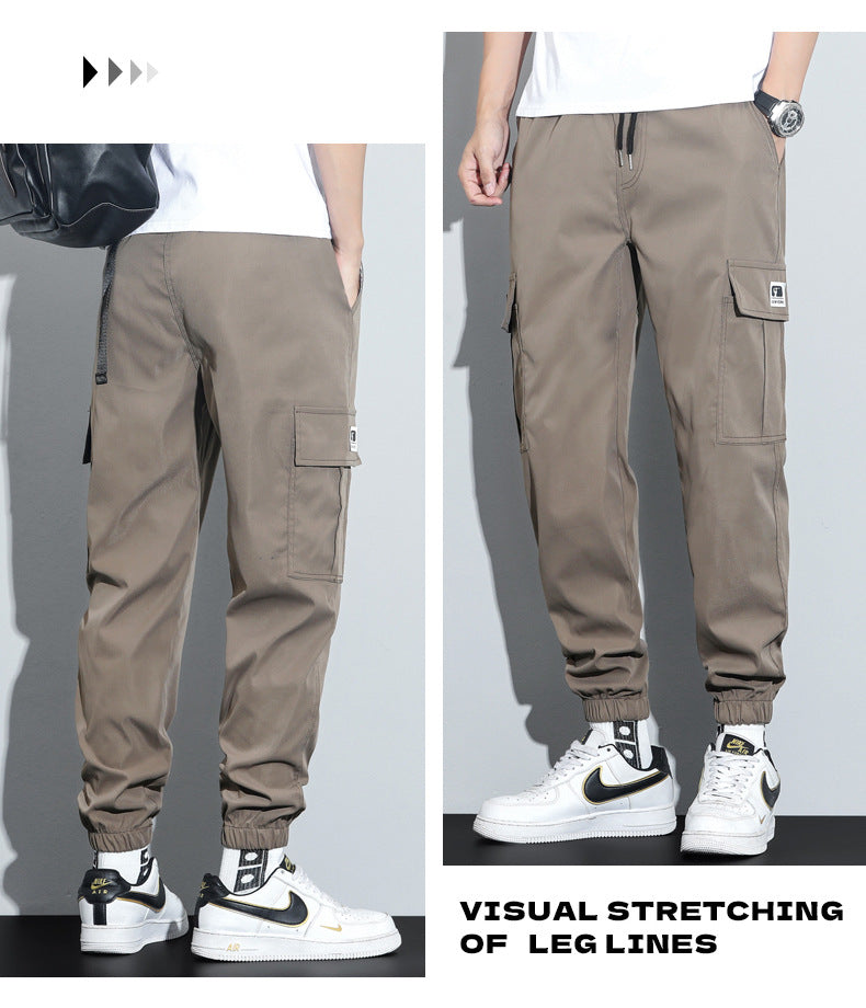 Spring and Autumn Men's Work Pants with Crotch Wear-resistant Loose Leg-toe Work Clothes Pants Breathable Elastic Multi-pocket Overalls