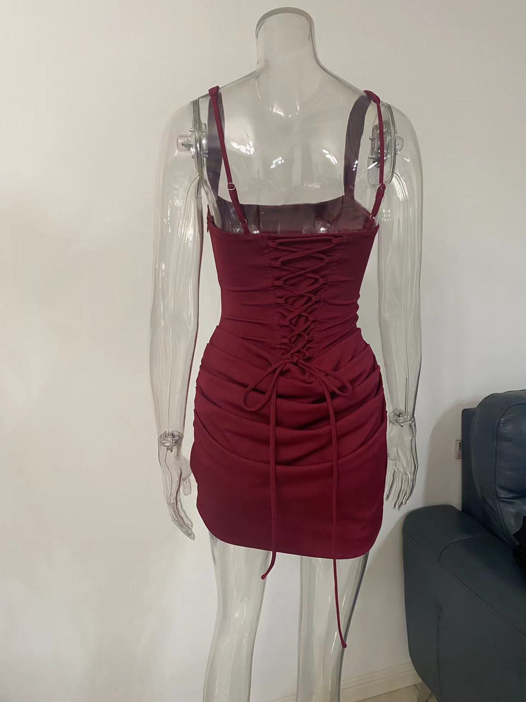 CM.YAYA Women Pile Waist Lace Up Back Bodycon Midi Tank Dress 2026 Street Fashion Party Education Mini Holiday Dresses Vestido