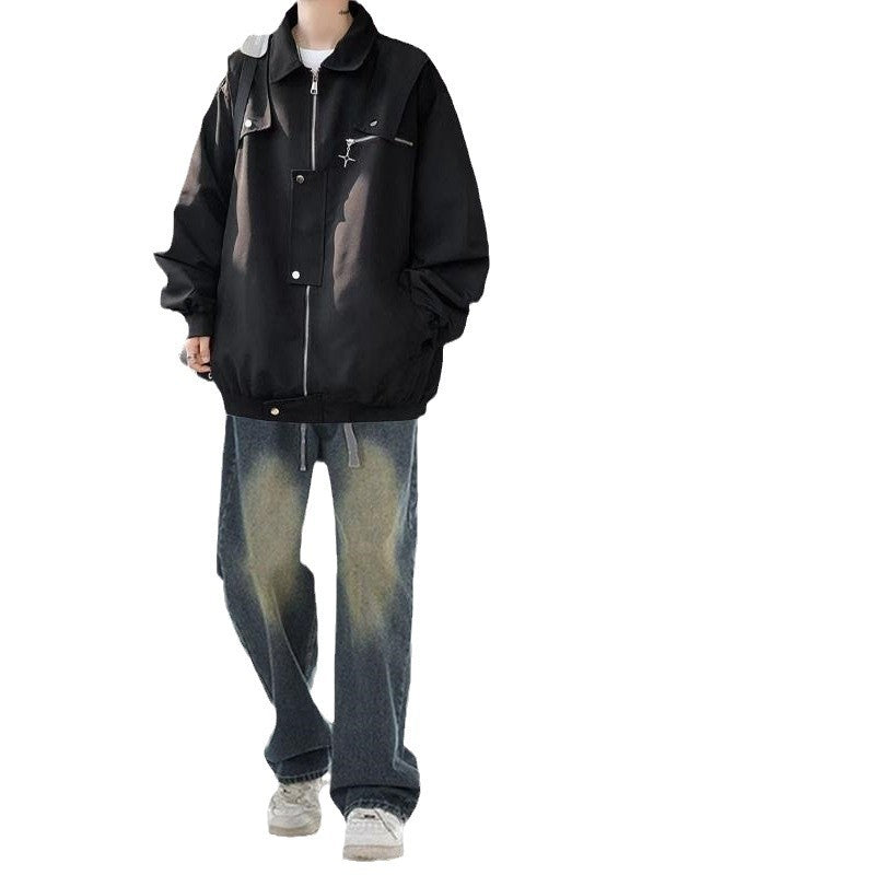 American Style Work Jacket Men's Spring and Autumn suit Duffy Handsome Trendy Brand Charge Jacket Jacket Matching Jeans Men's Three-Piece Set