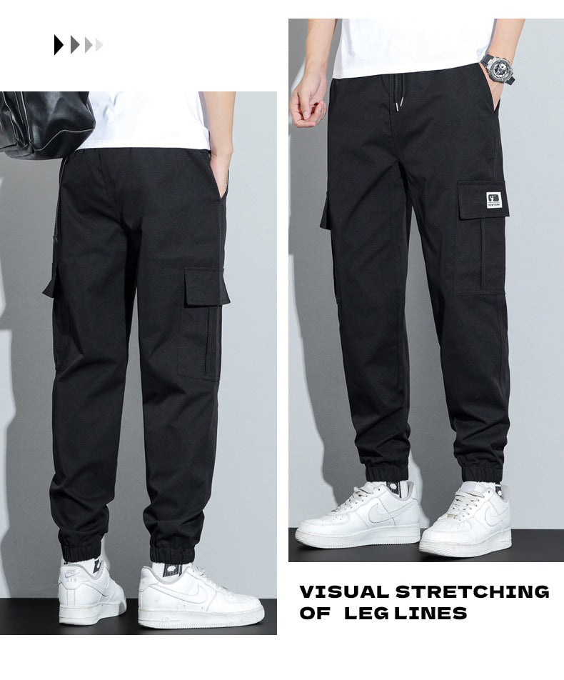 Spring and Autumn Men's Work Pants with Crotch Wear-resistant Loose Leg-toe Work Clothes Pants Breathable Elastic Multi-pocket Overalls
