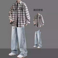 American Jacket Coat Boys suit Spring and Autumn New Handsome Hong Kong Style Shirt Set Matching Fashion Men's Two-piece Set