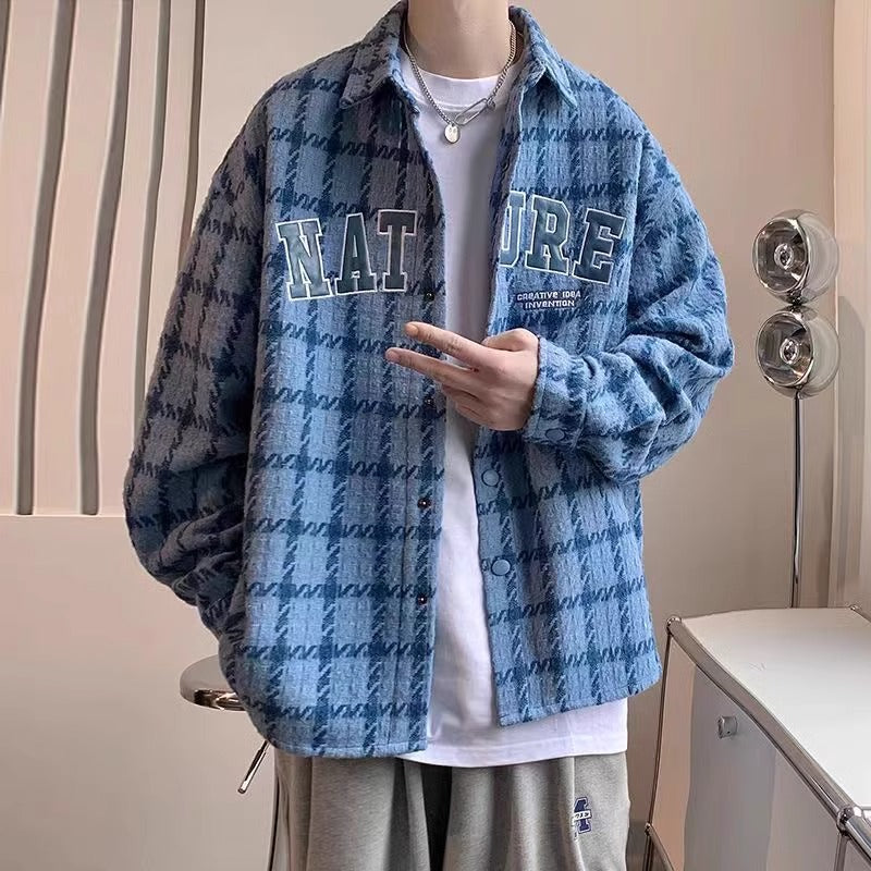 American Jacket Coat Boys suit Spring and Autumn New Handsome Hong Kong Style Shirt Set Matching Fashion Men's Two-piece Set