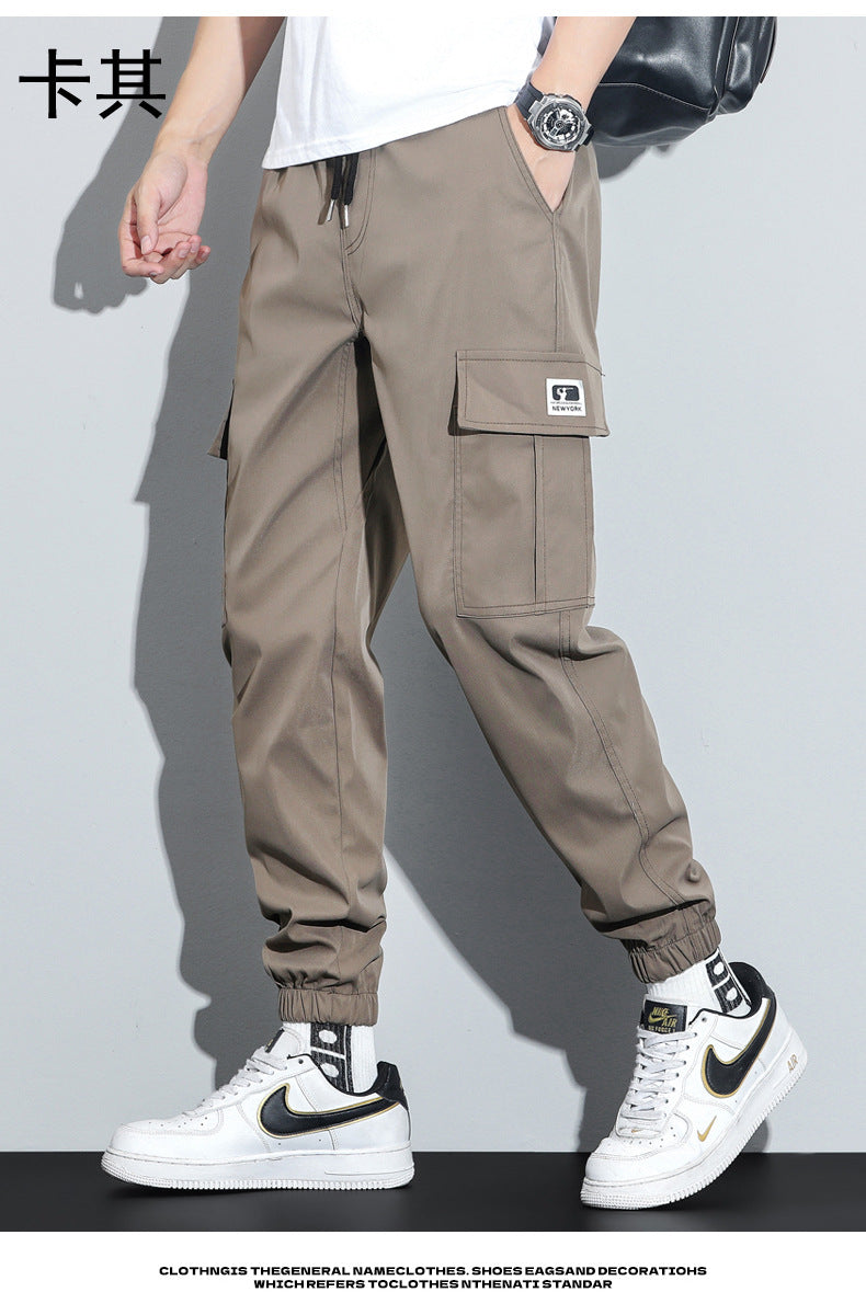 Spring and Autumn Men's Work Pants with Crotch Wear-resistant Loose Leg-toe Work Clothes Pants Breathable Elastic Multi-pocket Overalls