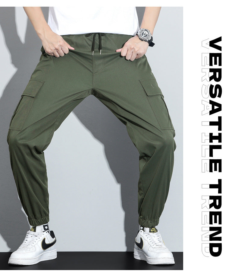 Spring and Autumn Men's Work Pants with Crotch Wear-resistant Loose Leg-toe Work Clothes Pants Breathable Elastic Multi-pocket Overalls
