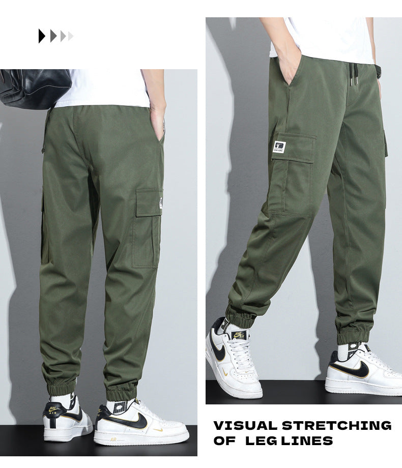 Spring and Autumn Men's Work Pants with Crotch Wear-resistant Loose Leg-toe Work Clothes Pants Breathable Elastic Multi-pocket Overalls