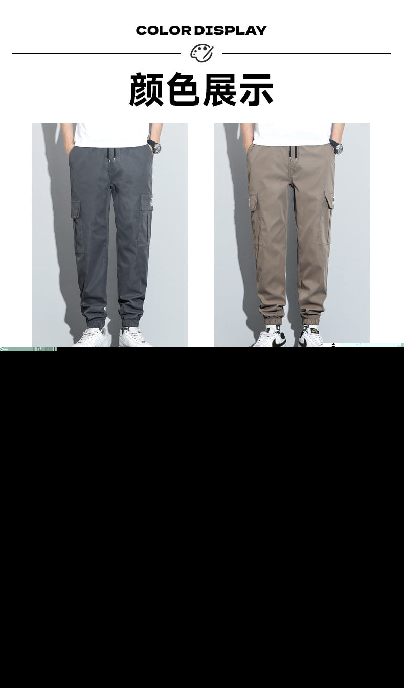 Spring and Autumn Men's Work Pants with Crotch Wear-resistant Loose Leg-toe Work Clothes Pants Breathable Elastic Multi-pocket Overalls