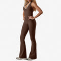Halter Lace Bodysuit Women Yoga Set Tracksuits Fitness Sports Jumpsuit One-piece Suit Flared Pant Dry Workout Clothes XP11
