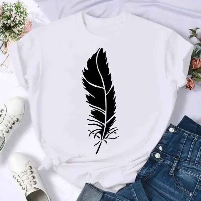 Women's Moon Print Short Sleeve T-Shirt Casual Cartoon Print Retro T-Shirt Graphic T Shirts Women Clothing Summer Streetwear Y2K