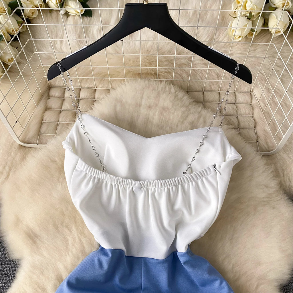 Sexy  Swinging collar Slip Dress pleated sweet Chic Vintage Evening Party Club Women Chic Slim Pencil dresses