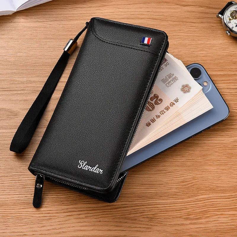 Fashionable Men Handhold Bag New Style Business Zippered Large Purse Phone Case