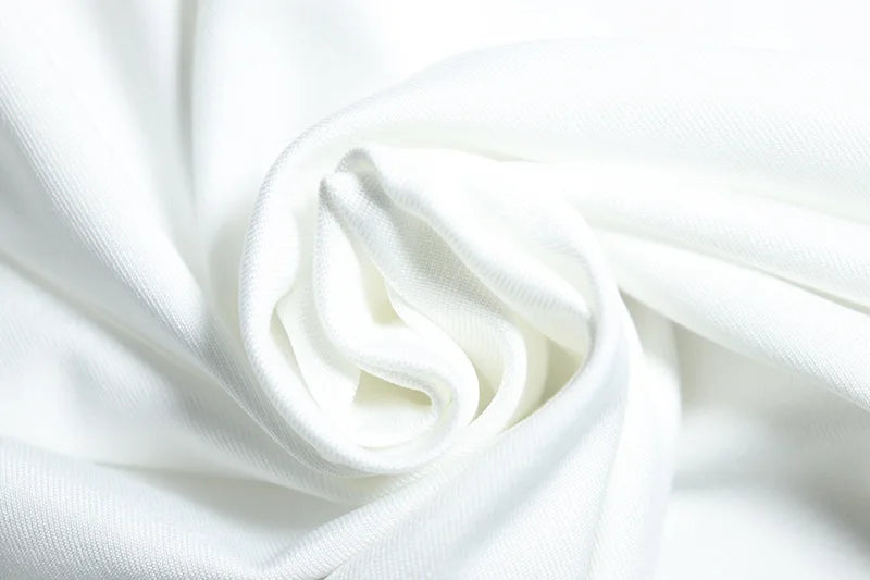 Leosoxs Elegant White Maxi Dresses for Women Irregular Short Sleeve High Split Pleated Bodycon Dress Female Party Evening Robe