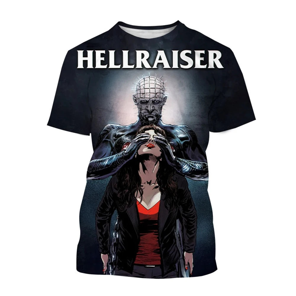 Summer fashion trend creative 3D printing printed horror movie hip-hop casual comfortable printed short sleeved shirt