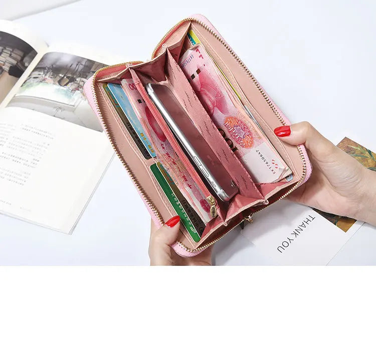 Fashion Butterfly Women Wallet Wrist Handle Phone Case Long Section Money Pocket Pouch Handbag Women's Purse Card Holders 2023