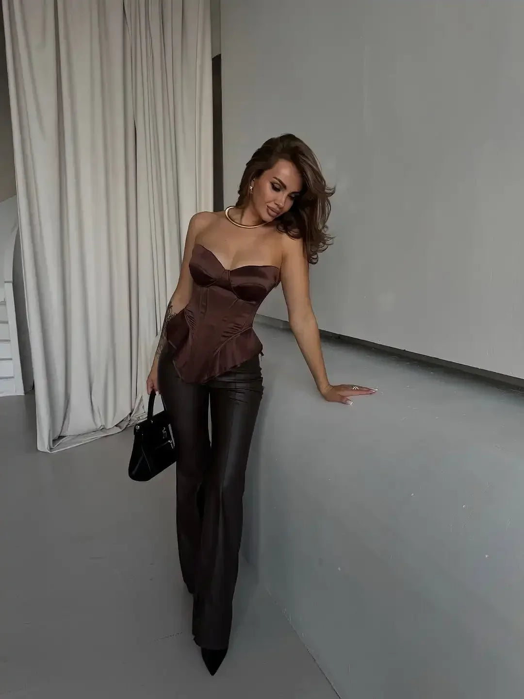 Sexy Fishbone Strapless Short Top Women Chic Sleeveless Off-shoulder Backless Waist Cinching Tops 2026 Lady Evening Party Blouse