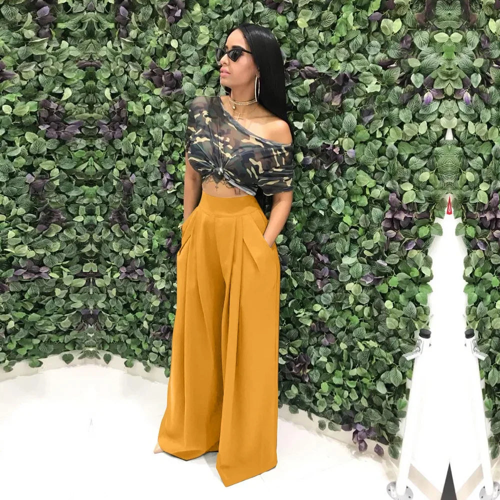 CM.YAYA Women Straight High Waist Pants Autumn Winter INS Streetwear Basic Wide Leg Long Trousers
