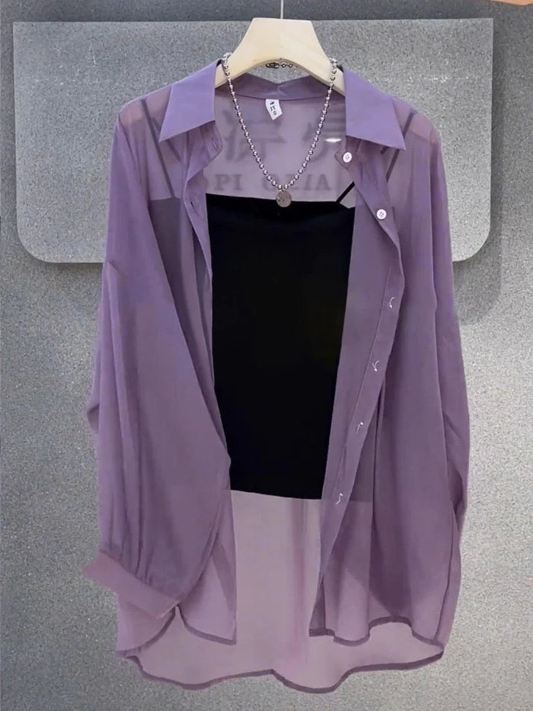 New 2026 Women's Ultra-Slippery Pearl Shiny Ice Sensation Sun Protection Shirt Loose Cardigan Outerwear Summer Fashion