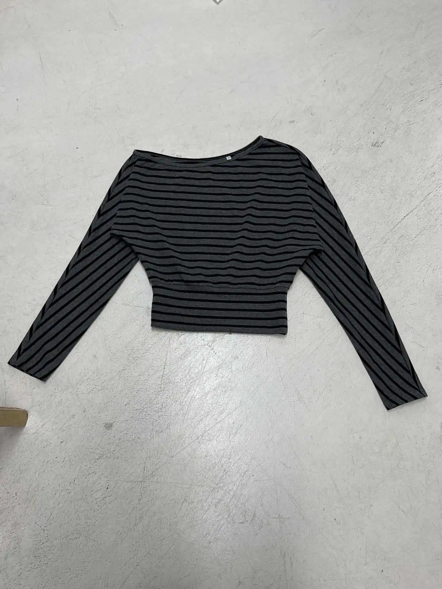 Korean Tees Striped Women Tshirts Long Sleeve Loose Camisetas 2025 Ropa Mujer Sexy Y2k Tops Off Shoulder Fashion Summer T-shirt