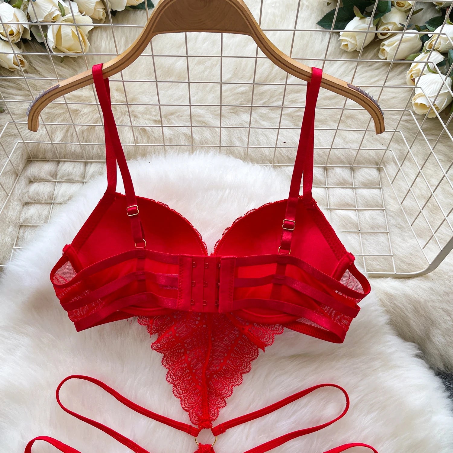 Women Hotsweet hollow out backless lace slim Vintage Straps Bodysuits Chic Jumpsuits Top Clothing