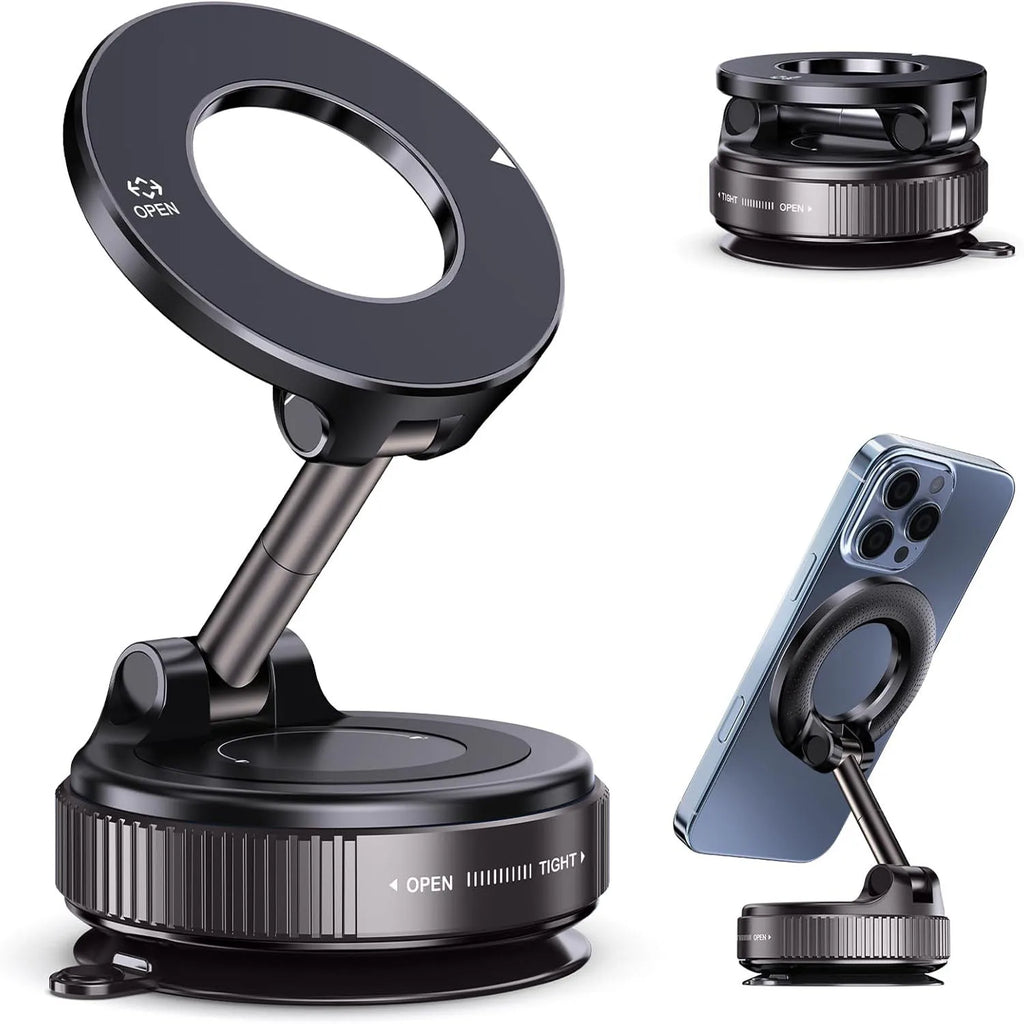 Strong Magnetic Car  Phone  Holder Foldable 360° Adjustable Vacuum Suction Mount Universal for Car, Desk, Bathroom