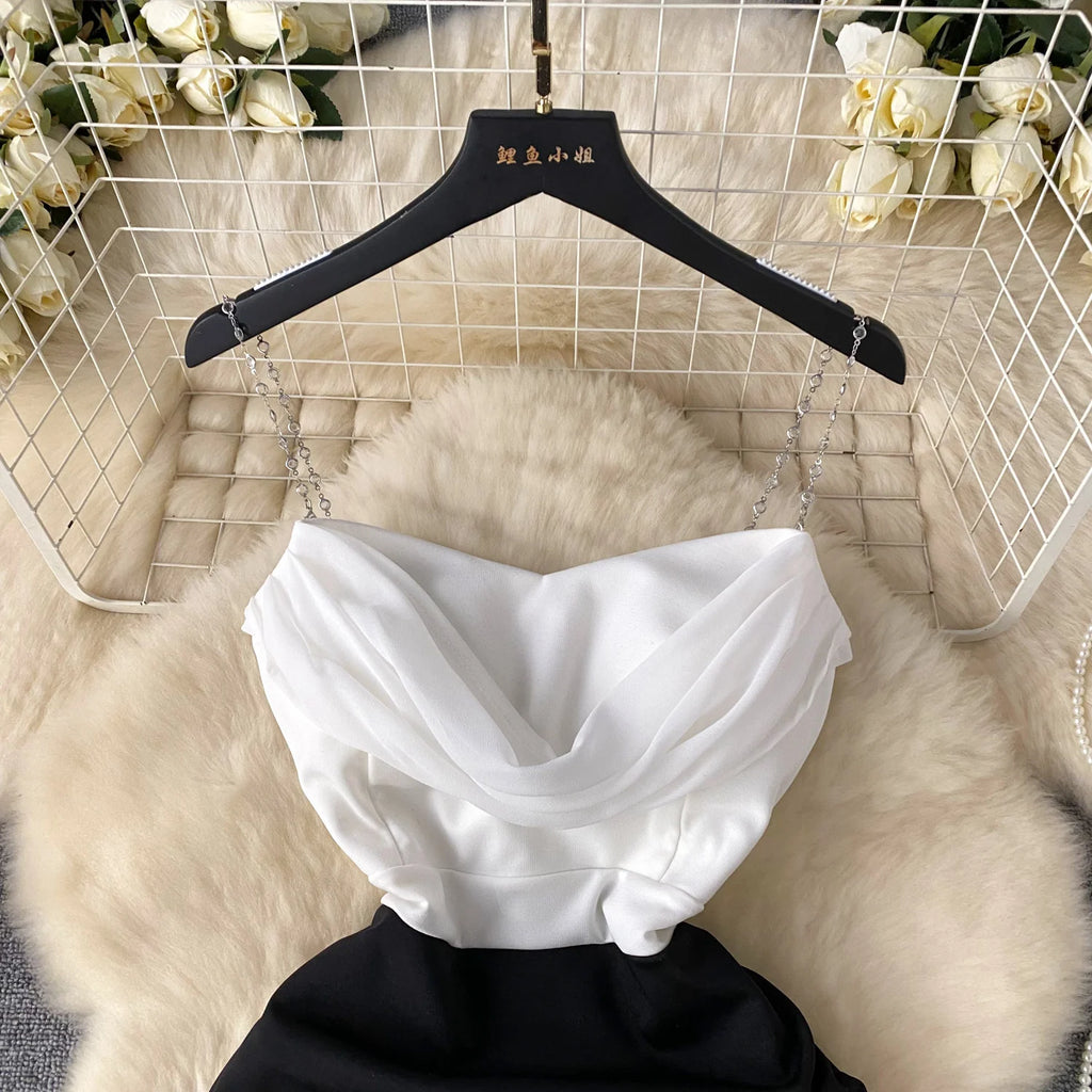 Sexy  Swinging collar Slip Dress pleated sweet Chic Vintage Evening Party Club Women Chic Slim Pencil dresses