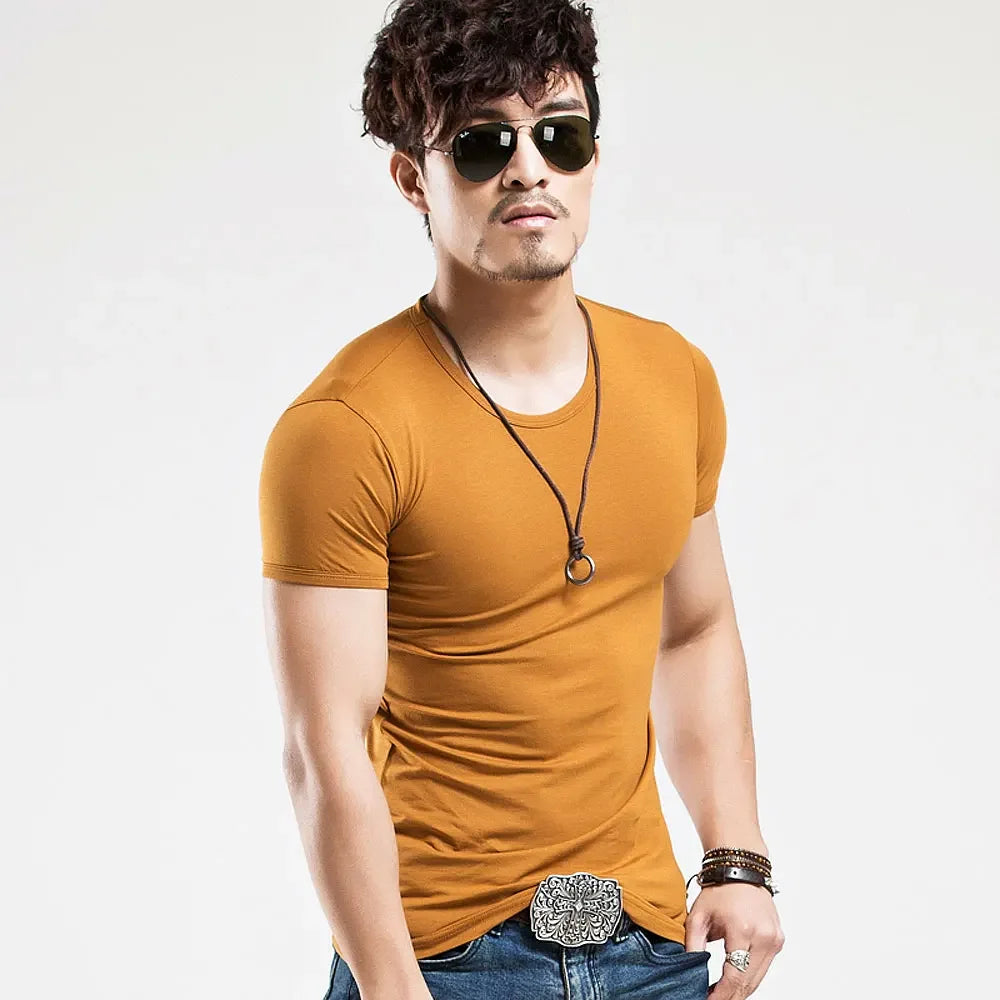 2026 Brand New Men T Shirt Tops V neck Short Sleeve Tees Men's Fashion Fitness Hot T-shirt For Male Man T-shirt Size 5XL