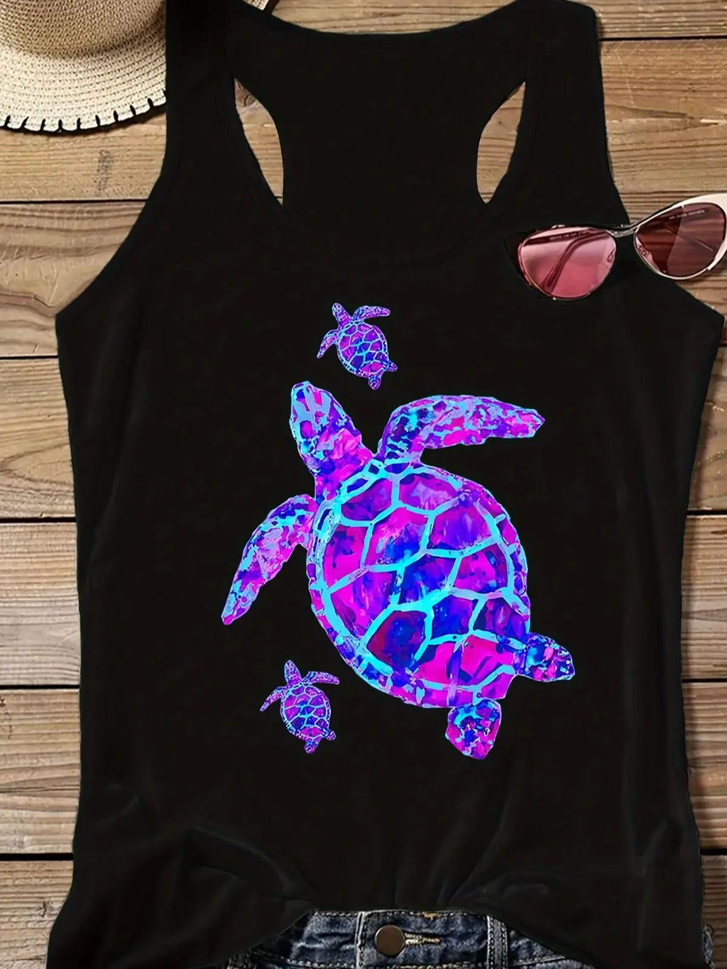 printed Summer women's loose and personalized dream catcher mesh printed vest top T-shirt comfortable sleeveless